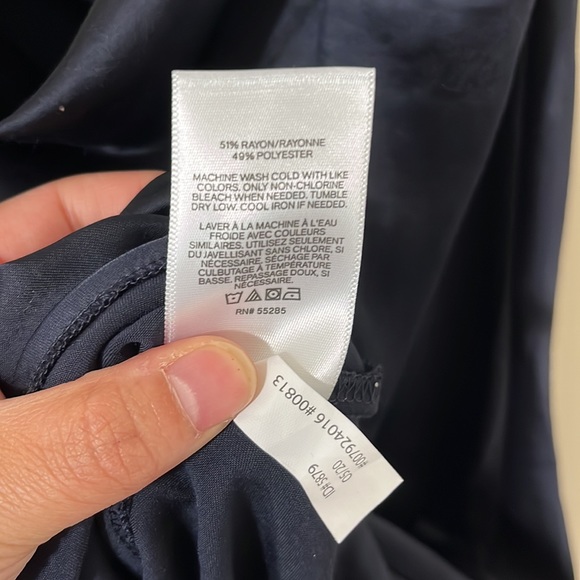 Express Navy Cowl Neck Spagetti Strap Side Slit Satin Midi Dress Size Medium - Picture 8 of 8